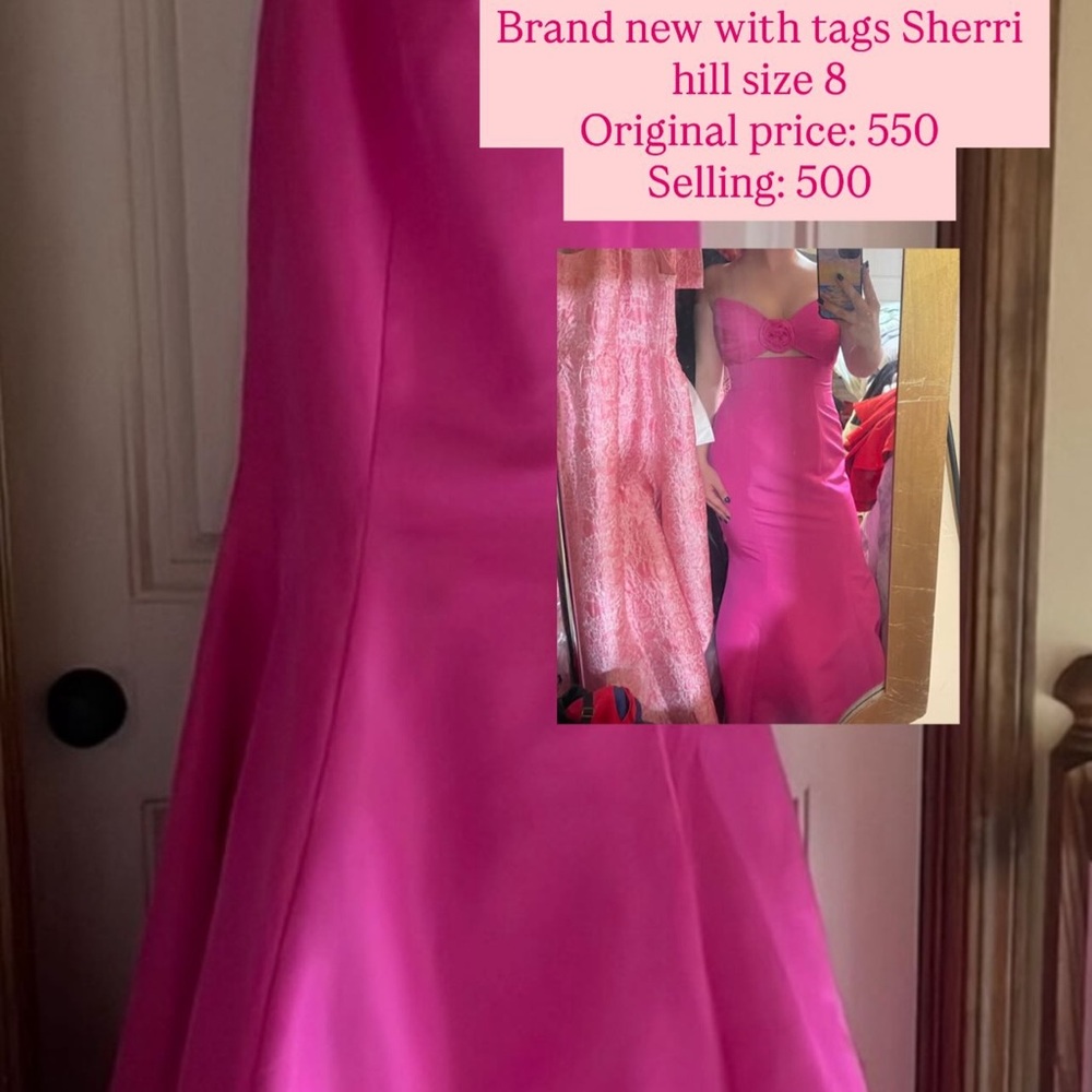 Sherri Hill Strapless Fuchsia Dress